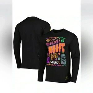 Men's Mitchell & Ness Black Minnesota United FC Papel Picado Long Sleeve T-Shirt